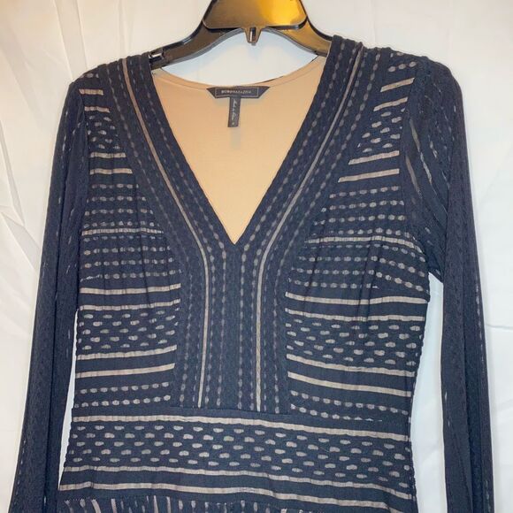 BCBGMAXAZRIA Black and Cream Long Sleeve Dress - Picture 3 of 11